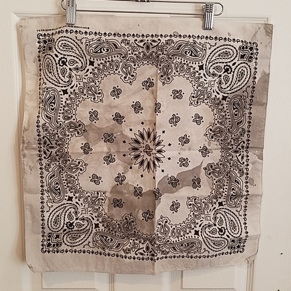 GASOLINE GLAMOUR Accessories - White paisley hand dyed custom bandana 21" new GASOLINE GLAMOUR Accessories - White paisley hand dyed custom bandana 21" new